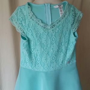 Guess kids aqua lace and lined mesh dress